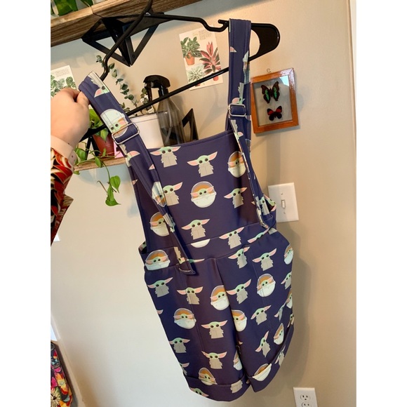 Star Wars Blackmilk Baby Yoda Grogu Short Overalls - Picture 3 of 4